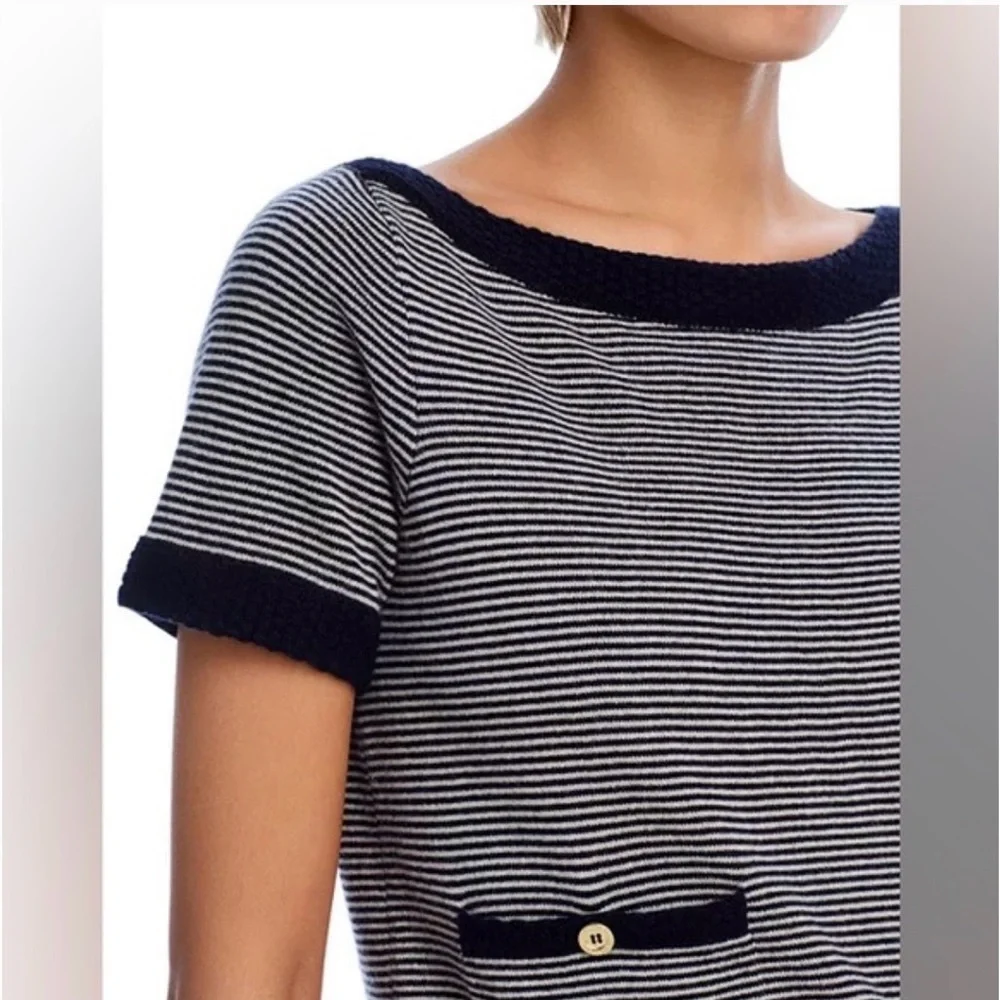 NWT Frame cashmere boatneck Navy Striped Women's Sweater - Picture 3 of 4